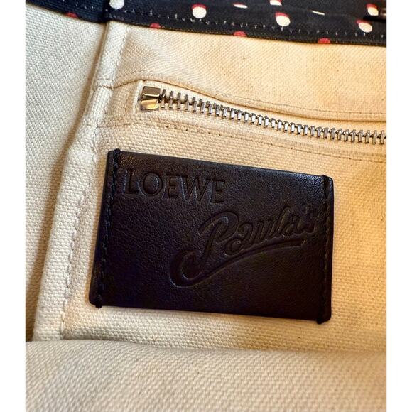 Loewe Paula's Ibiza Close to Paradise Black Polka Dot Canvas Leather Tote Bag - Picture 13 of 16